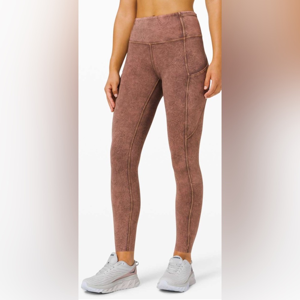 Lululemon Fast and Free Tight II Ice Dye Ice Wash Brown Earth Non-Reflective sz4